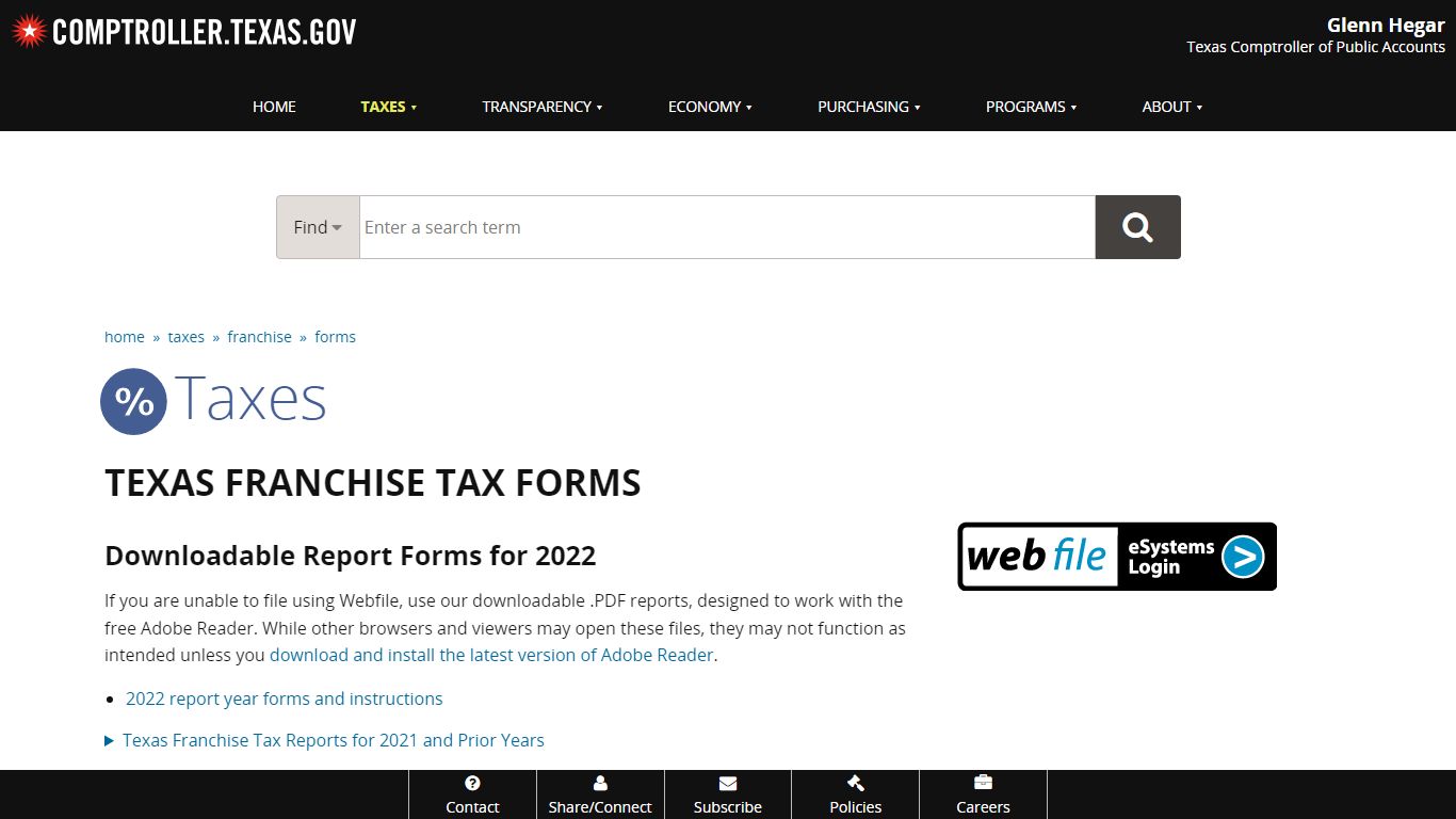 Texas Franchise Tax Forms - Texas Comptroller of Public Accounts